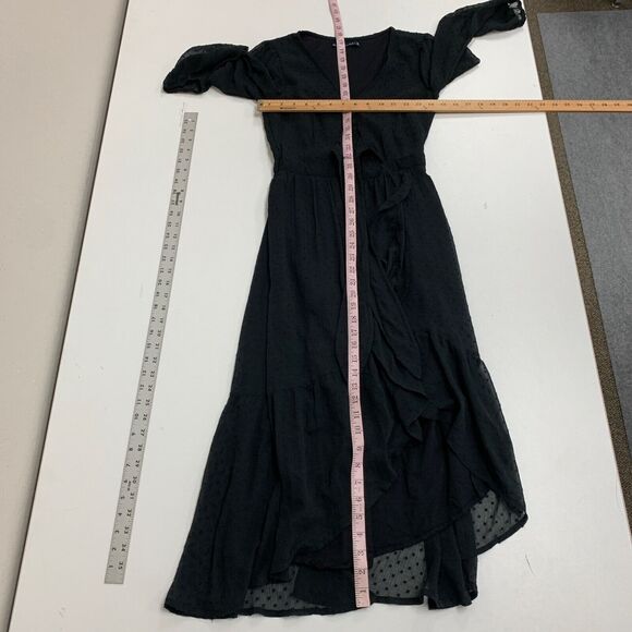 Abercrombie & Fitch Dress Womens XS Extra Small Black Swiss Dot Ruffle High Low - Picture 7 of 12